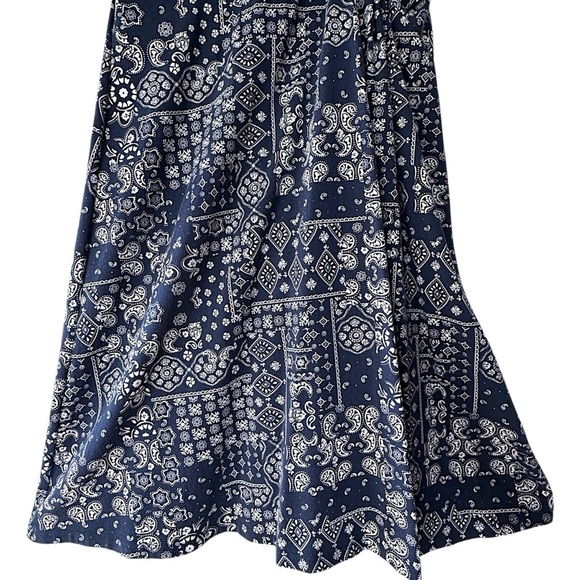 LANDS’ END | NWOT SLEEVELESS TWIST FRONT DRESS COTTON JERSEY NAVY & WHITE MEDIUM - Picture 5 of 9